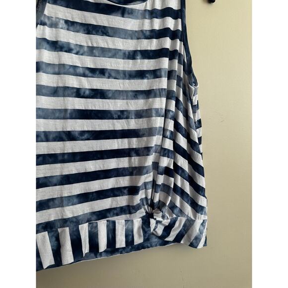 Chaps Navy Blue White Striped Knot Hem Tank Top L - Picture 4 of 7